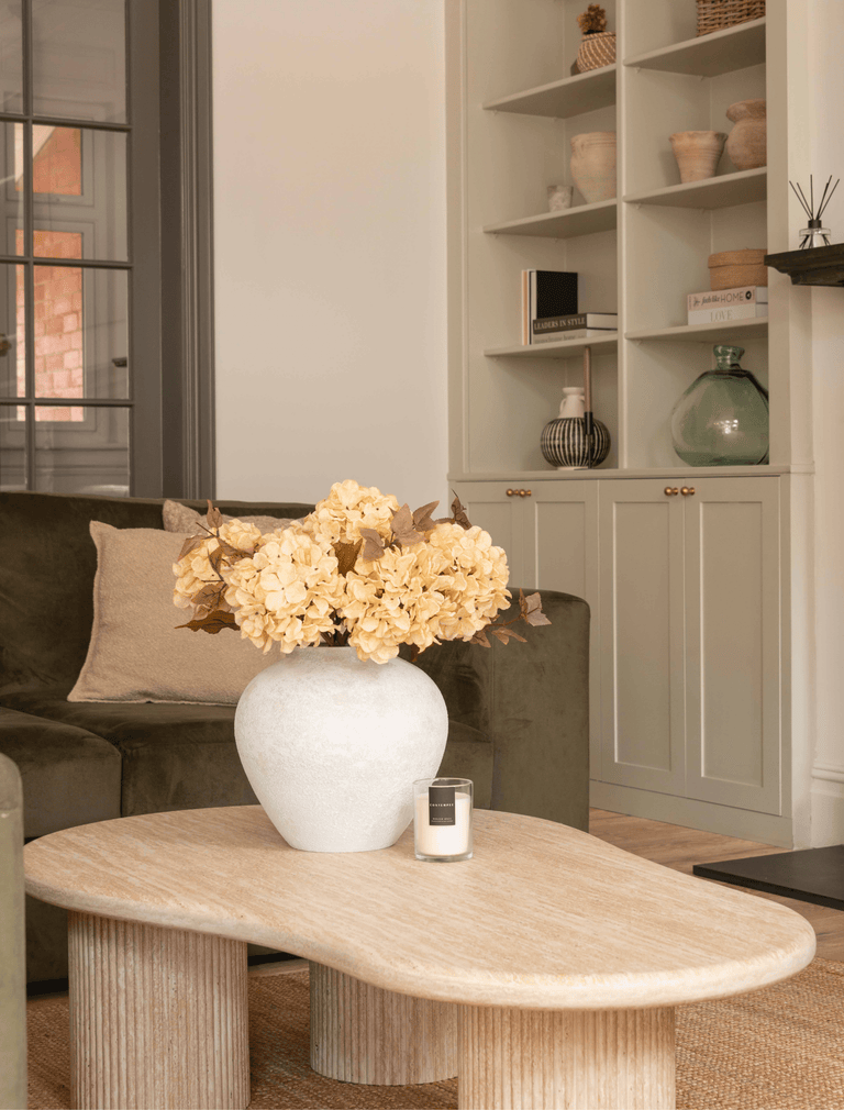 Faux Hydrangea Autumn Bouquet - Cream (7 stems)