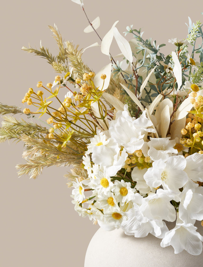 Faux Spring Arrangement - White & Yellow Meadow