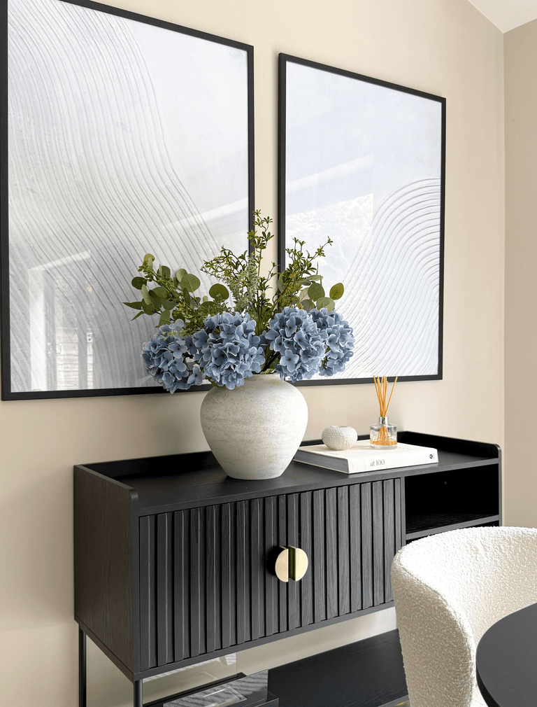 Faux Arrangement - Eucalyptus & Blue Hydrangea