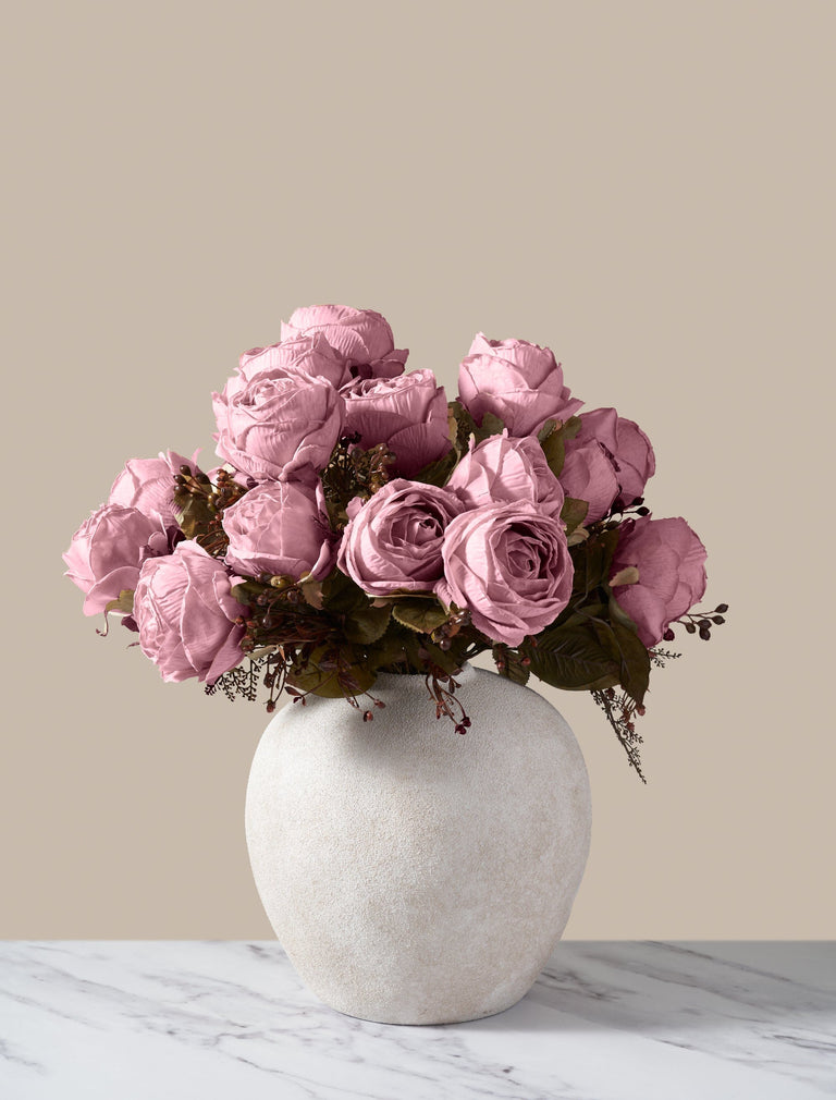 Faux Large Rose Arrangement - Pink (3 Stems/21 Roses)