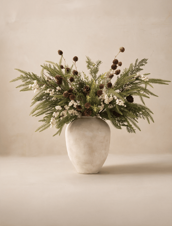 Faux Arrangement - White Berry & Pine Cone