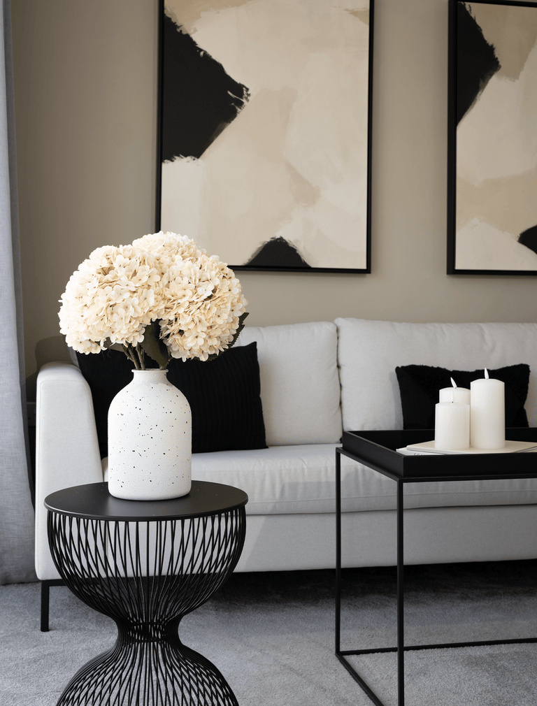 Große künstliche Hortensie - Creme (5 Stiele)