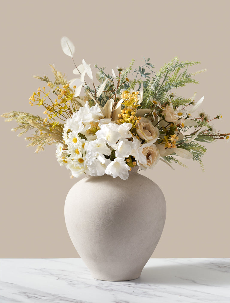 Faux Spring Arrangement - Weiße & Gelbe Wiese