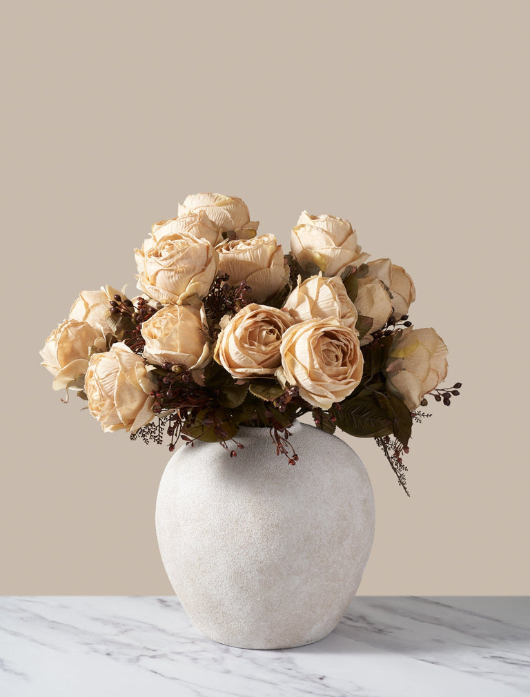 Falsches großes Rosenarrangement - Beige (3 Stiele/21 Rosen)