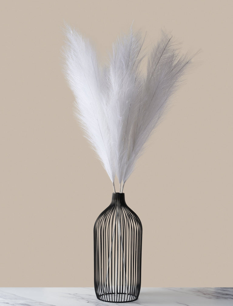 Großes künstliches Pampasgras - Weiß (3 Stiele)