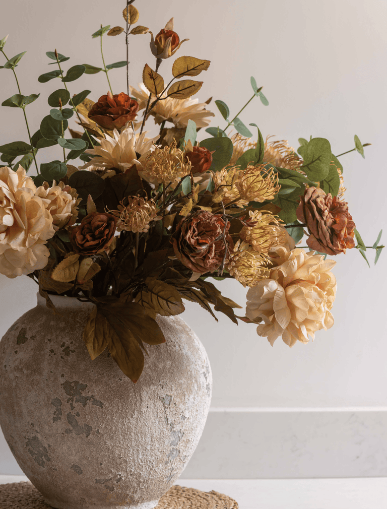 Faux herfst arrangement - groen en beige