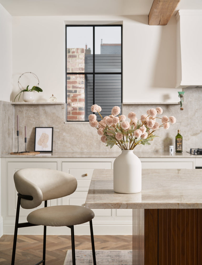 Faux Kiku bloem - Crème (10 stelen / 50 knoppen)