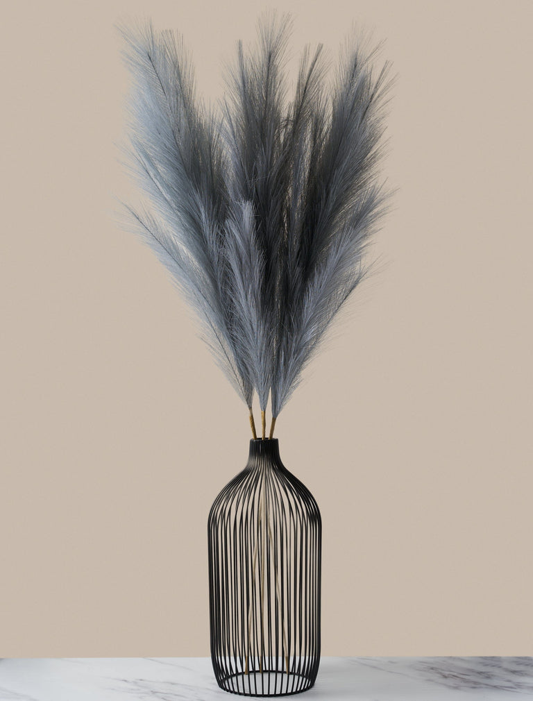 Hoog imitatie pampagras - Licht leigrijs (3 stelen)