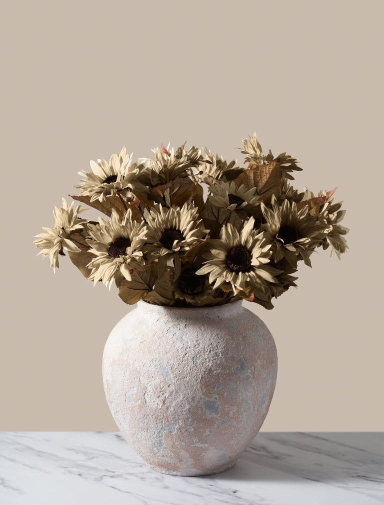 Faux zonnebloem - rustiek groen (3 stelen/21 zonnebloemen)