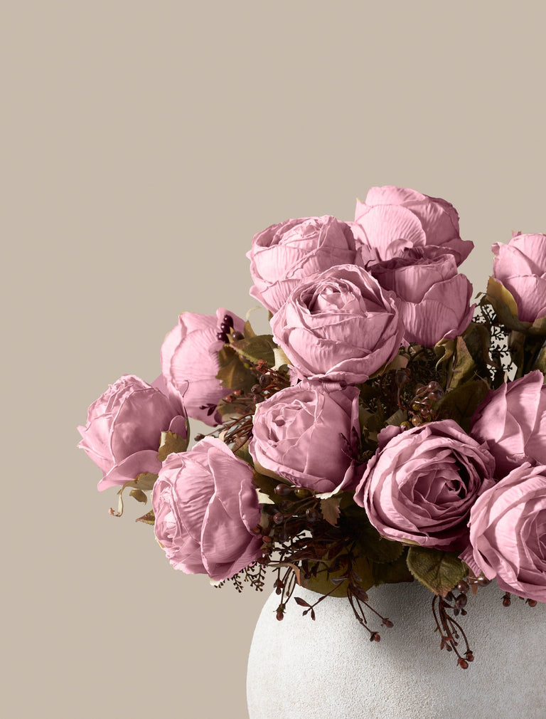 Faux grote rozenarrangement - Roze (3 stelen/21 rozen)