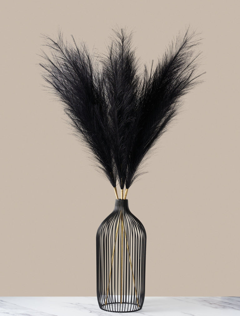 Hoog imitatie pampagras - Zwart (3 stelen)