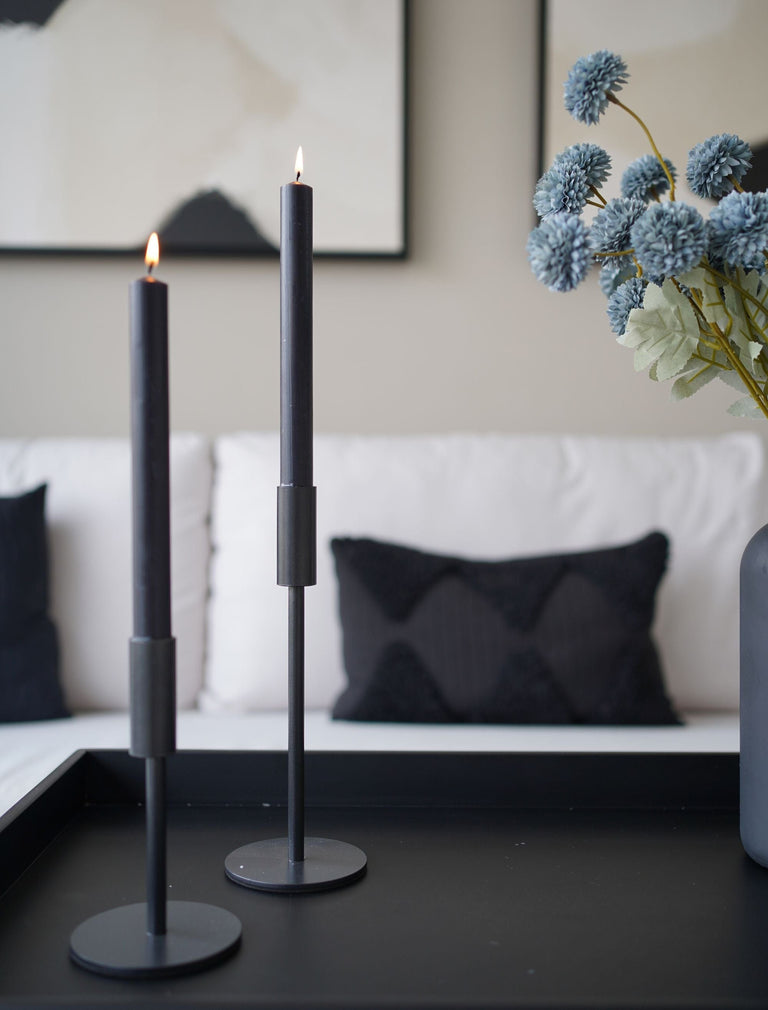 Diner Kaars 8" - Zwart (Set Van 6)