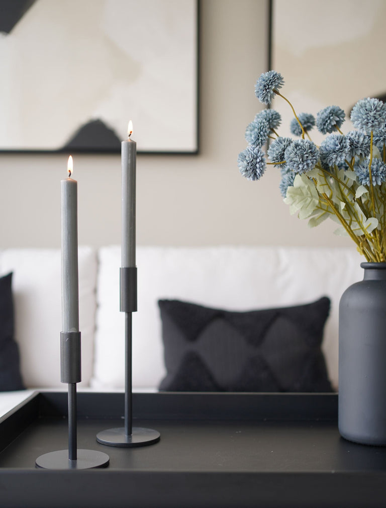 Diner Kaars 8" - Grijs (Set Van 6)