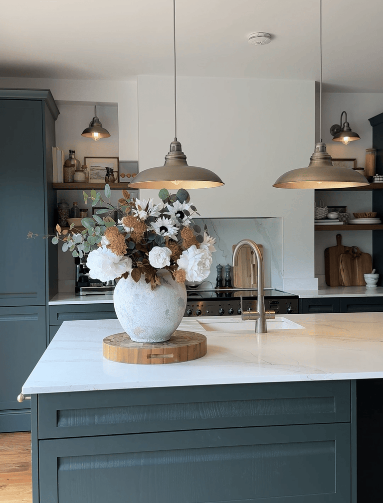 Faux Arrangement - Witte Pioen & Zonnebloem