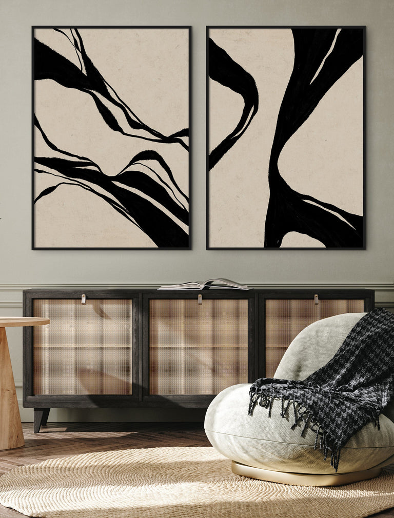 Canvas met lijst - Line Art Inspired No4