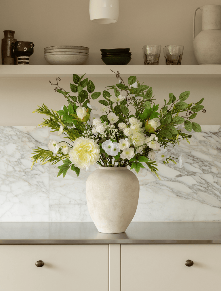 Faux Arrangement - White Poppy & Peony