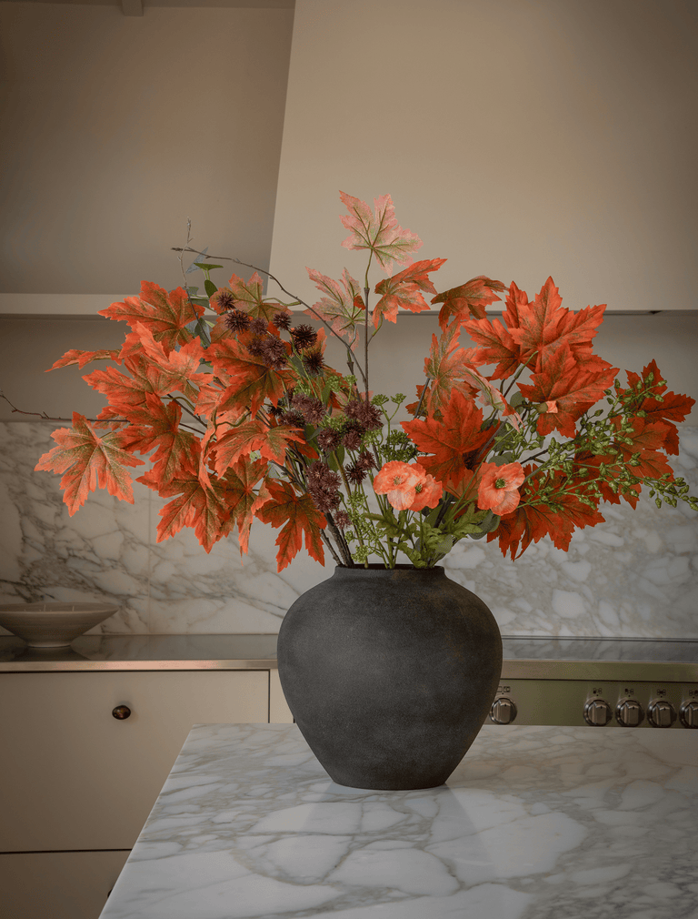 Faux Arrangement - Maple Leaf & Orange Poppy