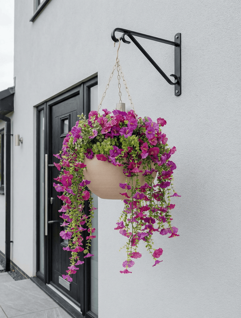 purple house plants hanging Outdoor Hanging Petunia Basket