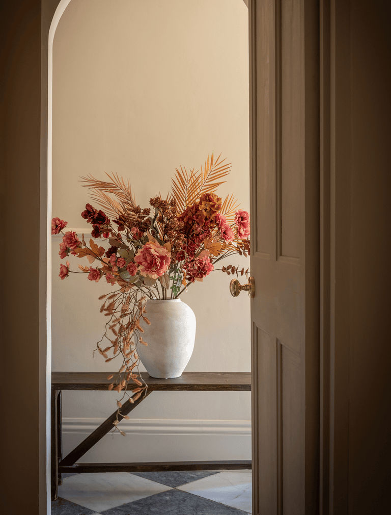 Faux Arrangement - Palm Leaf & Cone Hydrangea