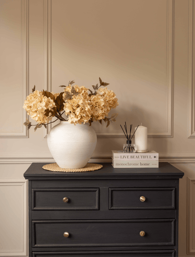 Faux Hydrangea Autumn Bouquet - Cream (7 stems)