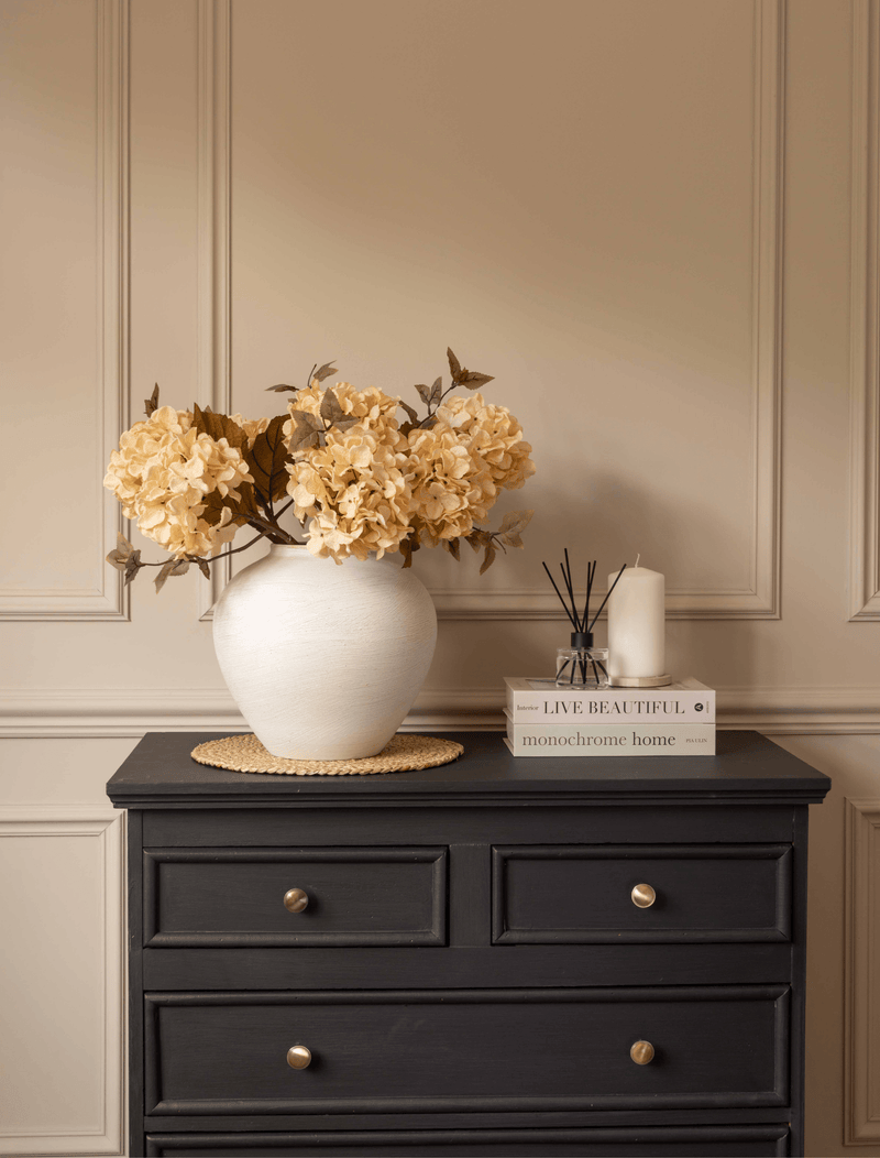 Faux Hydrangea Autumn Bouquet - Cream (7 stems)