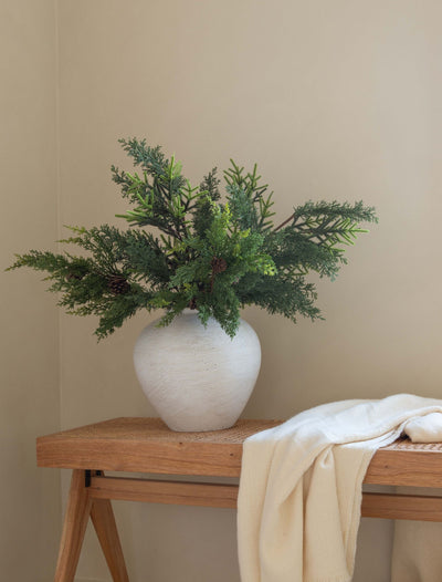 Faux Arrangement - Winter Fern and Pine Cone