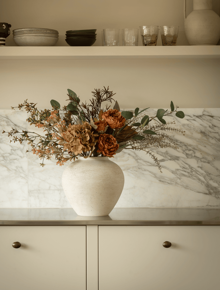 Faux Arrangement - Orange Peony & Autumn Spray