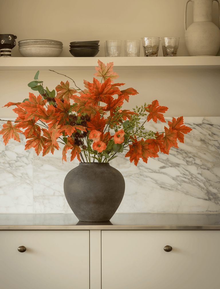 Faux Arrangement - Maple Leaf & Orange Poppy