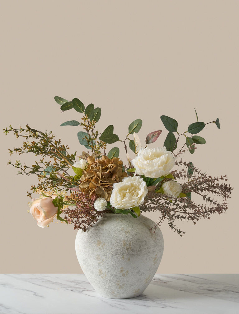 Faux Arrangement  - Green Eucalyptus & Burgundy Spray