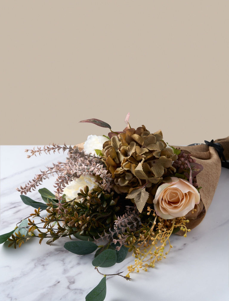 Faux Arrangement  - Green Eucalyptus & Burgundy Spray