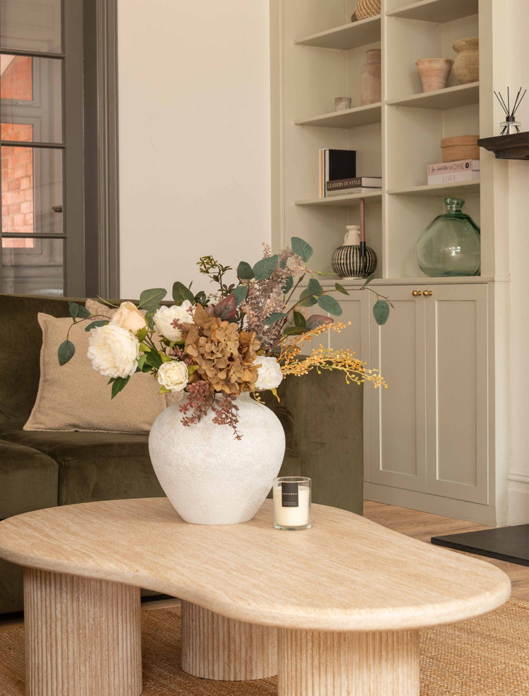 Faux Arrangement  - Green Eucalyptus & Burgundy Spray