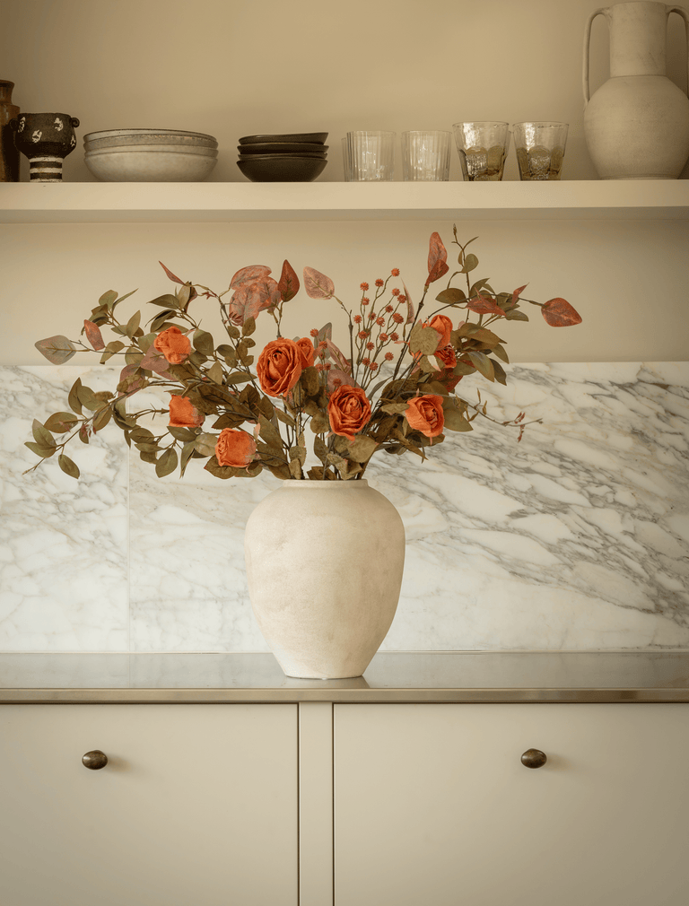 Faux Arrangement - Orange Rose & Saffron Spray