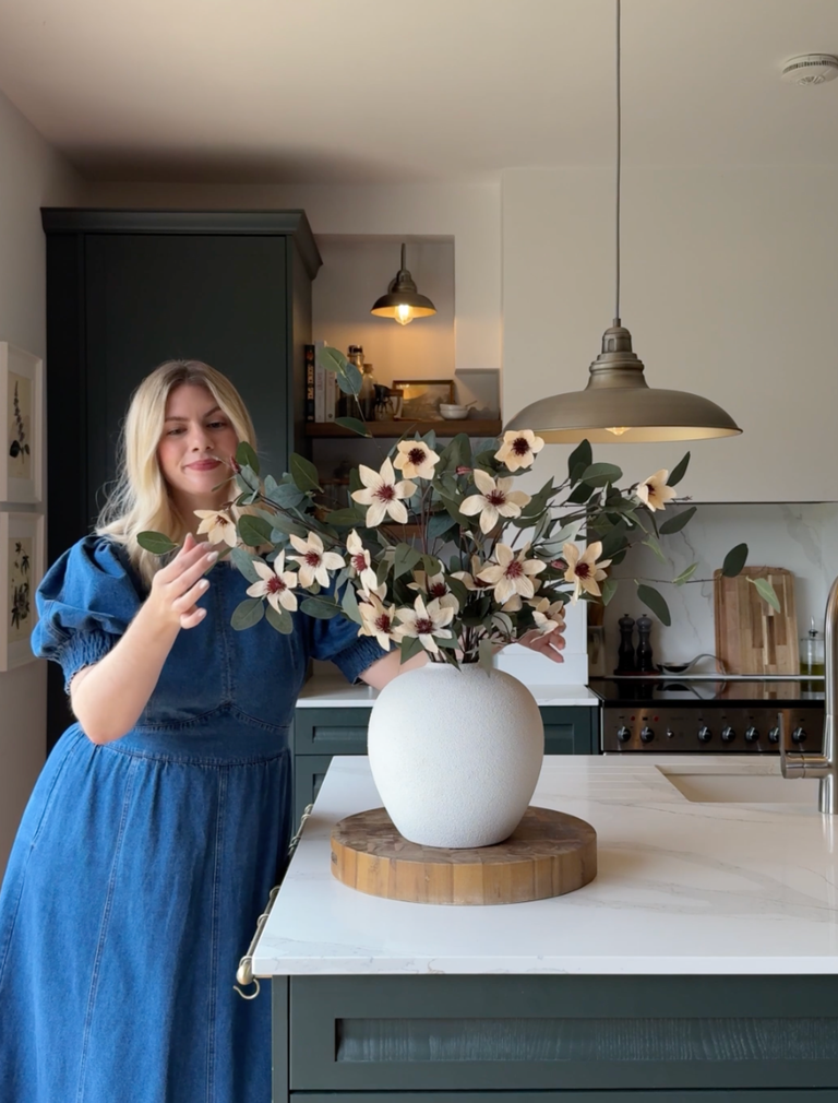 Faux Arrangement - Eucalyptus and Cream Magnolia