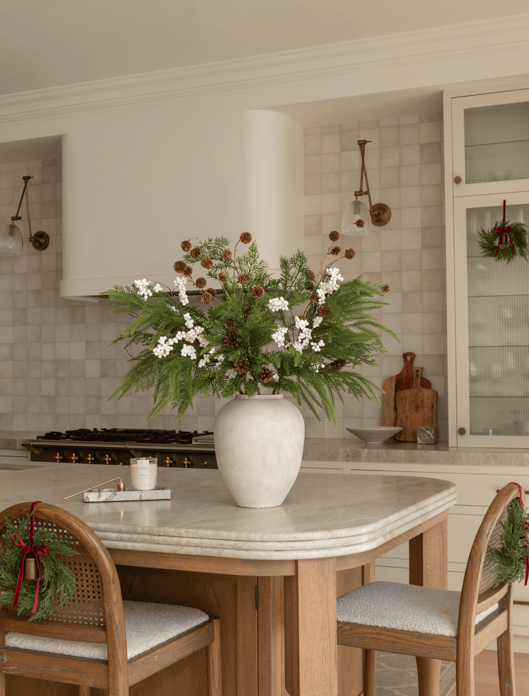 Faux Arrangement - White Berry & Pine Cone