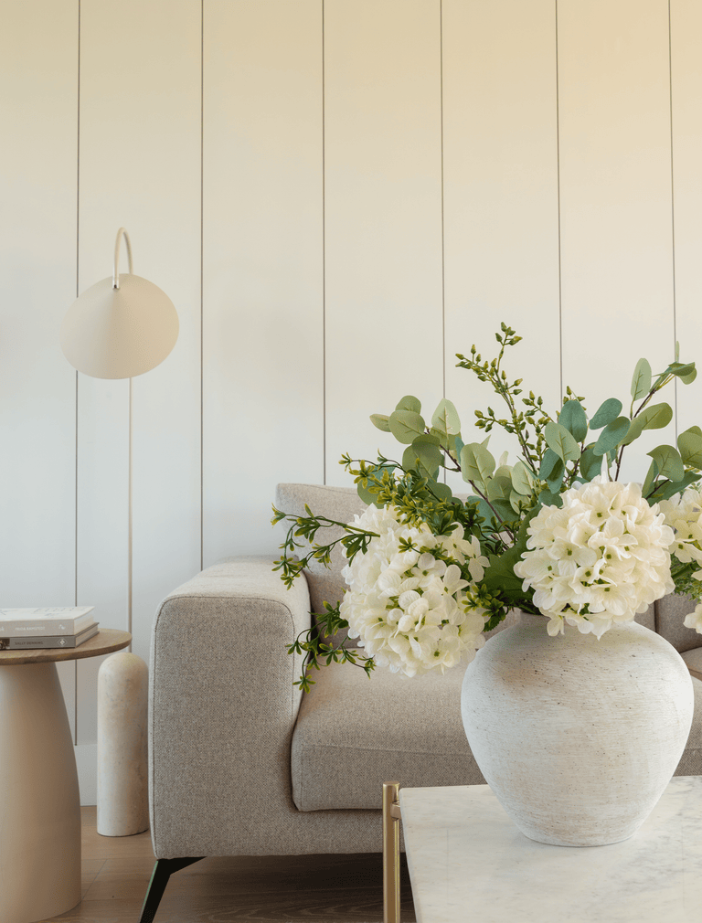 Faux Arrangement - Eucalyptus & White Hydrangea