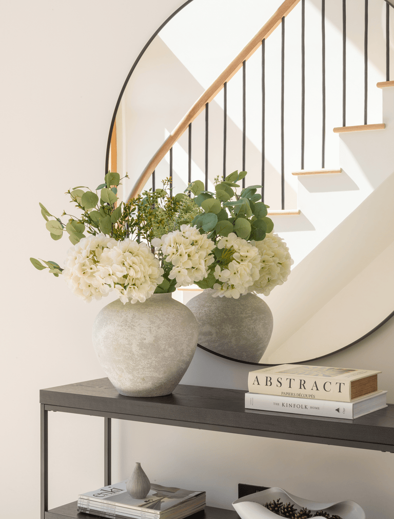 Faux Arrangement - Eucalyptus & White Hydrangea