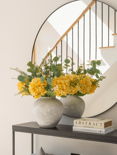 Faux Arrangement - Eucalyptus & Yellow Hydrangea