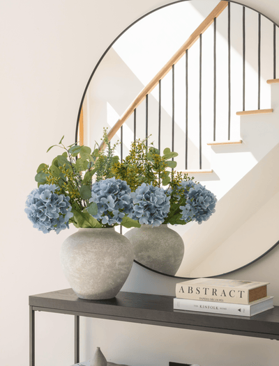 Faux Arrangement - Eucalyptus & Blue Hydrangea