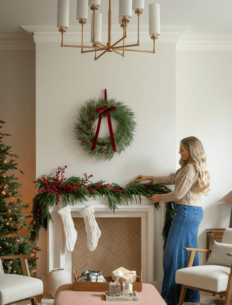 Faux Red Berry & Norfolk Garland 180cm / 70 inches