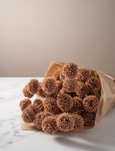 Faux Kiku Flower - Brown (10 Stems / 50 Heads)