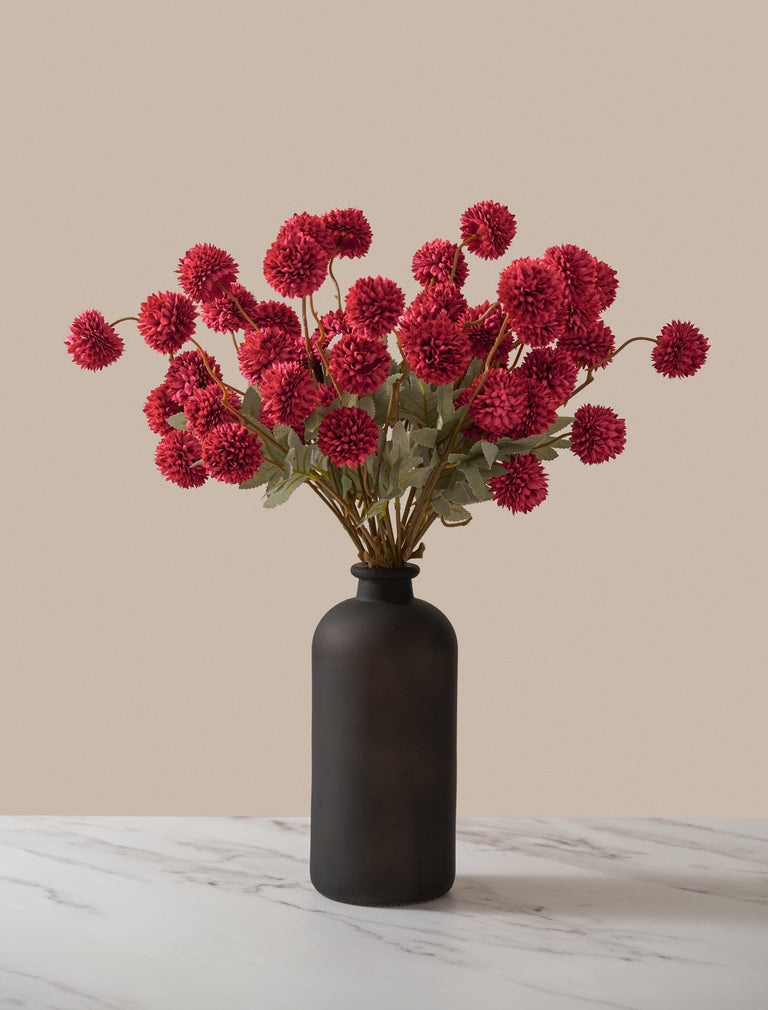 Faux Kiku Flower - Red (10 Stems / 50 Heads)