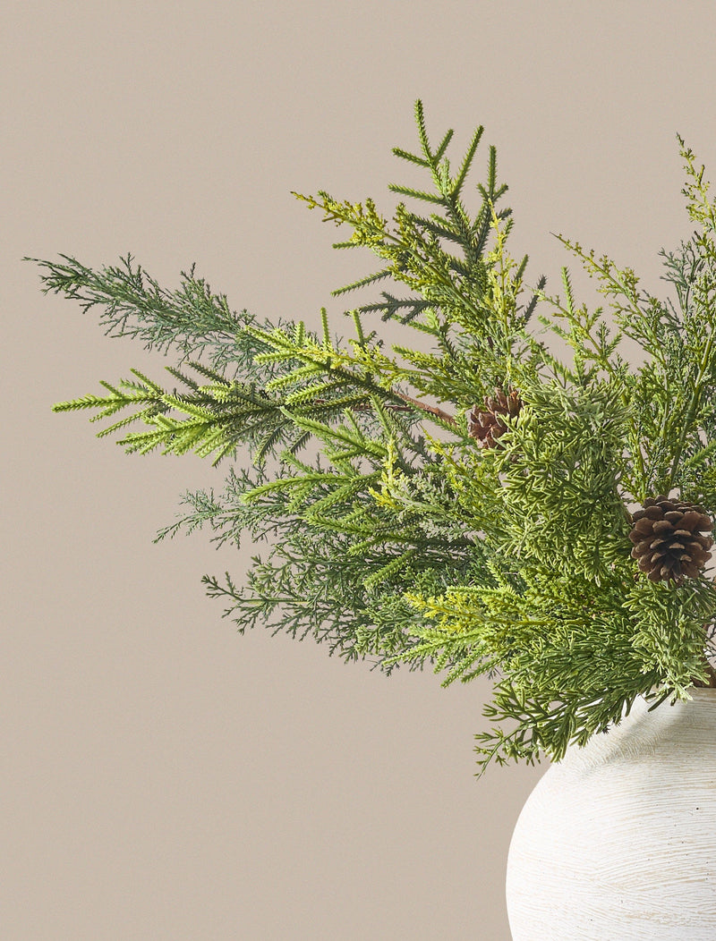 Faux Arrangement - Winter Fern and Pine Cone