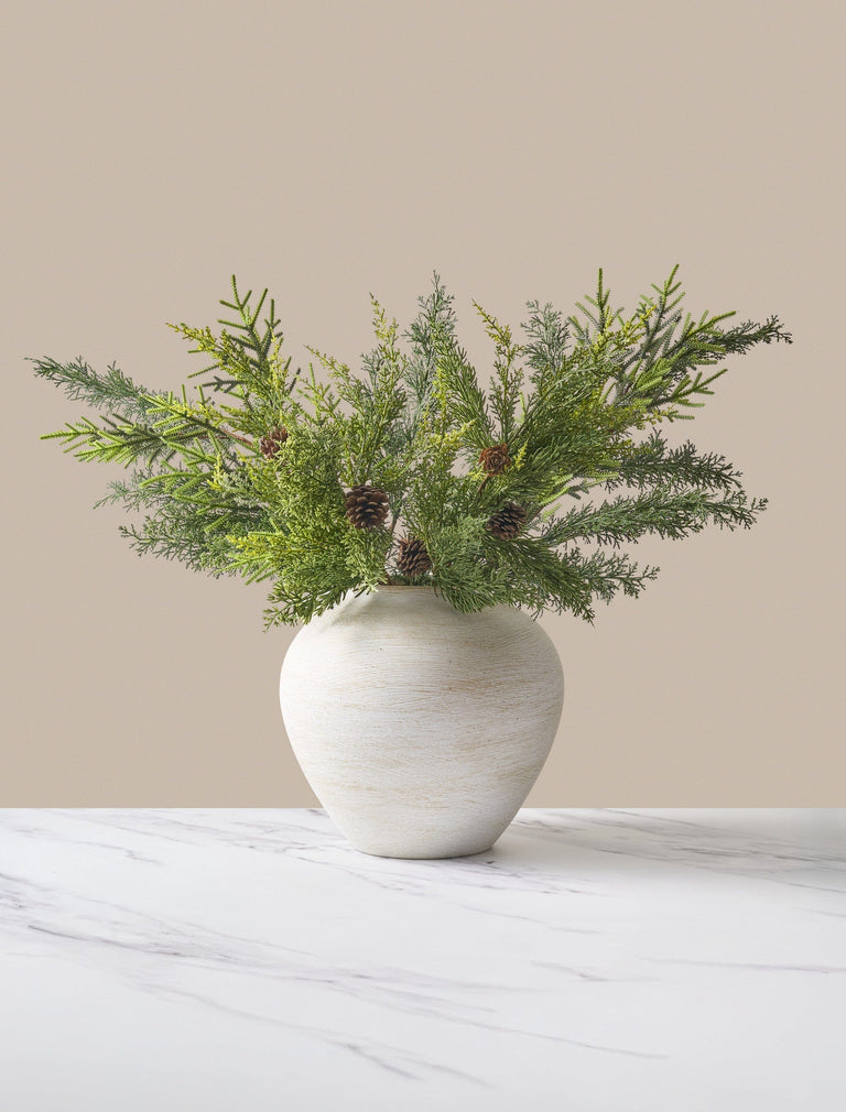 Faux Arrangement - Winter Fern and Pine Cone