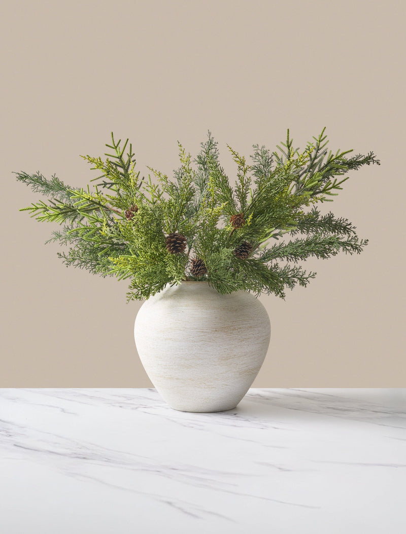 Faux Arrangement - Winter Fern and Pine Cone