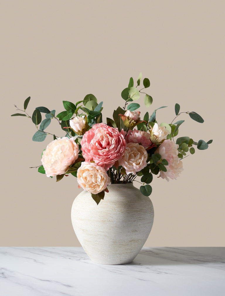 Faux Arrangement - Peony & Eucalyptus Blush