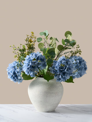 Faux Arrangement - Eucalyptus & Blue Hydrangea
