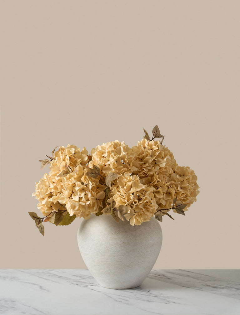 Faux Hydrangea Autumn Bouquet - Cream (7 stems)