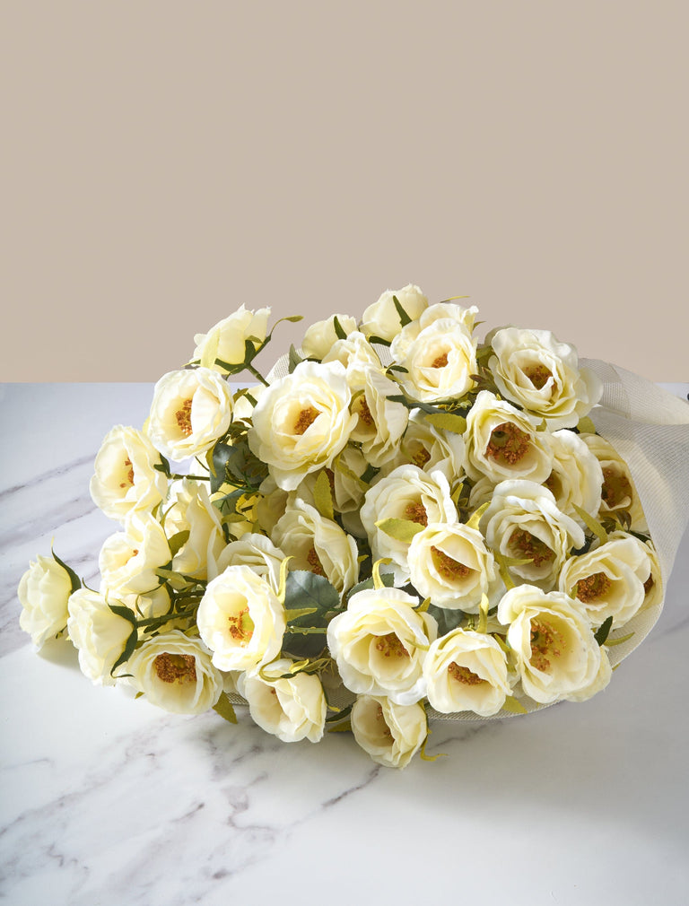 Faux Rose Arrangement - Ivory (12 Stems / 72 Roses)