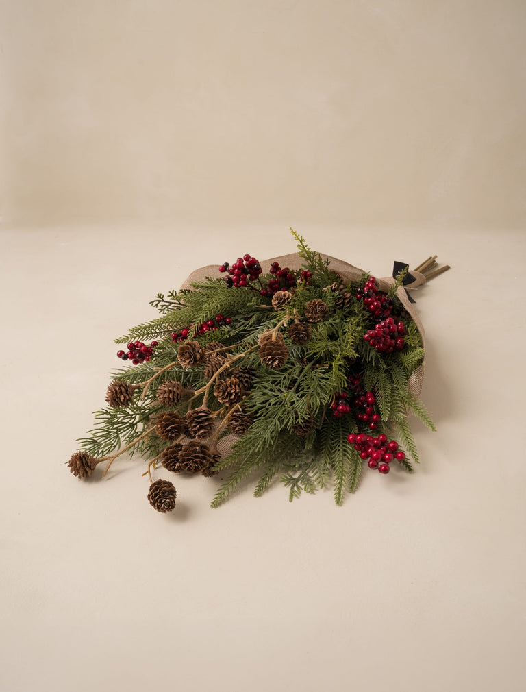 Faux Arrangement - Red Berry & Pine Cone