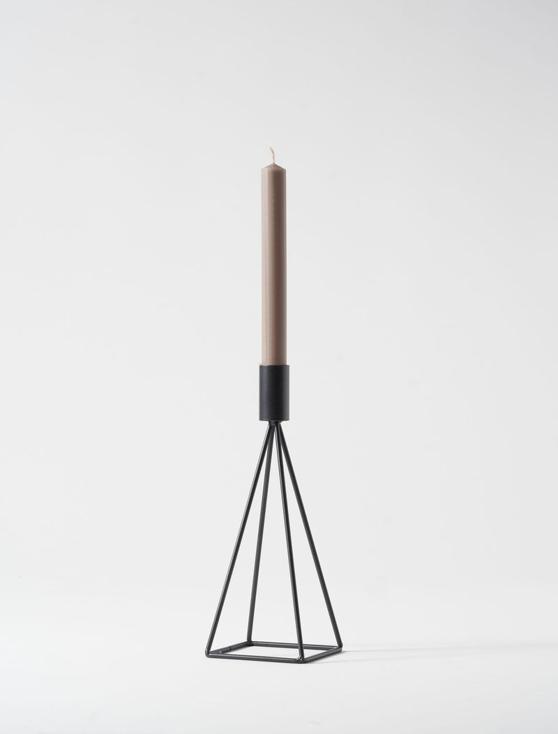 Tall Pyramid Candle Holder - Black